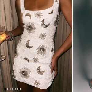 Show Me Your MuMu White and Silver Sequin Mini Dress